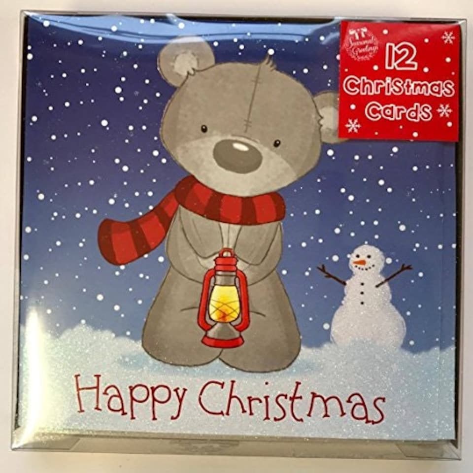 image 1 of 12 Cute Teddy Design Christmas Cards