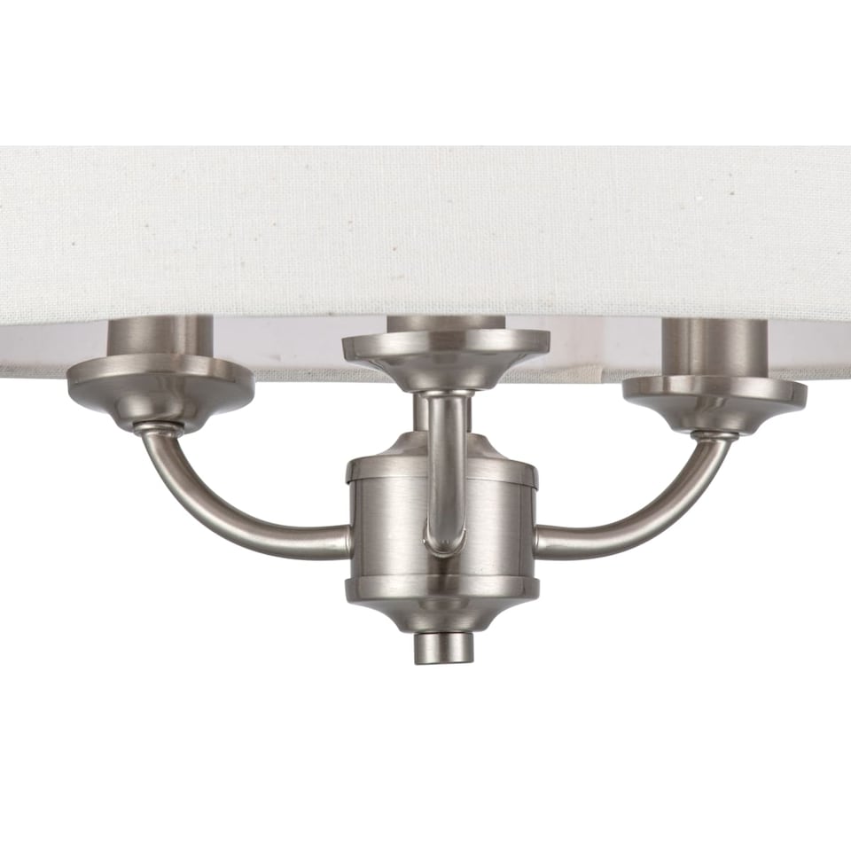 image 1 of COSYLYTE Winston 3 Light Classic Faux Linen Shade Ceiling Light - Brushed Nickel | Silver | Brushed Nickel | 1