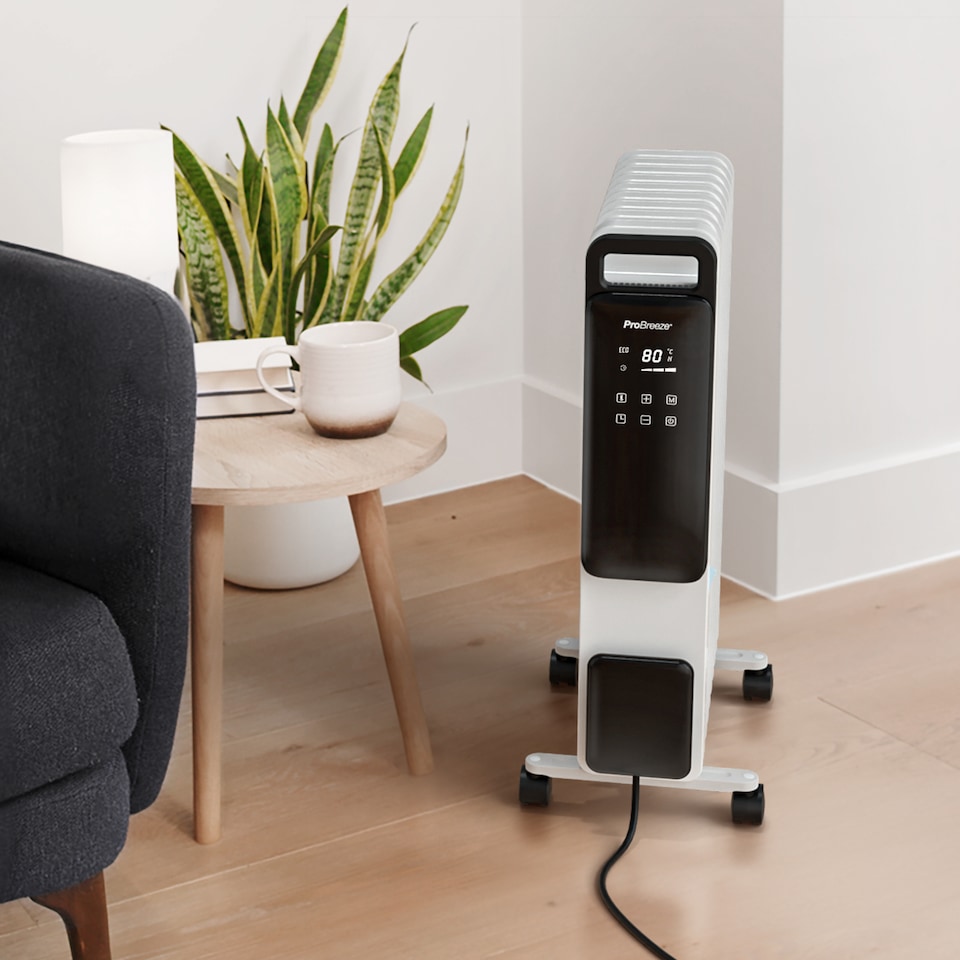 image 1 of Pro Breeze 2500W 11 Fin Oil Filled Radiator with Digital Display and Smart App Control White