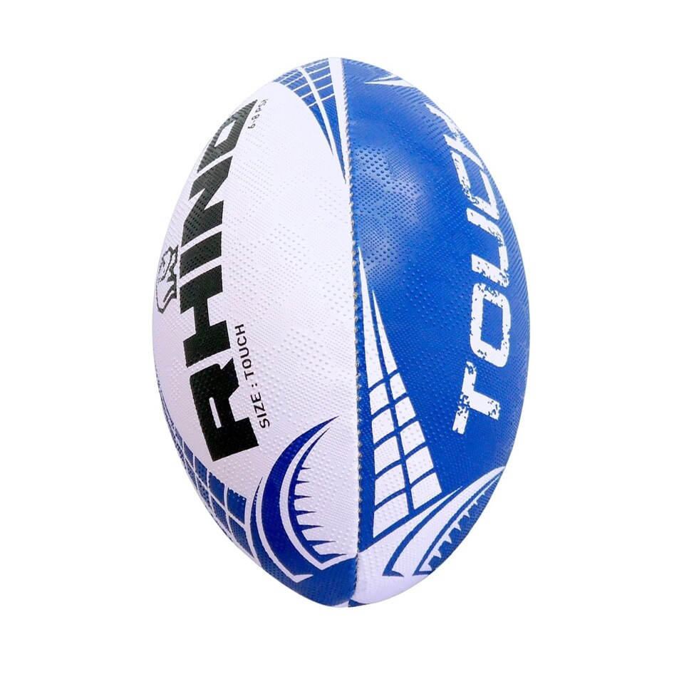 image 1 of Rhino Touch Rugby Ball White/Blue Touch