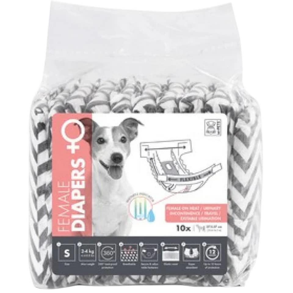 M-Pets Dog Diapers (Pack of 10) | White | White/Black | 1
