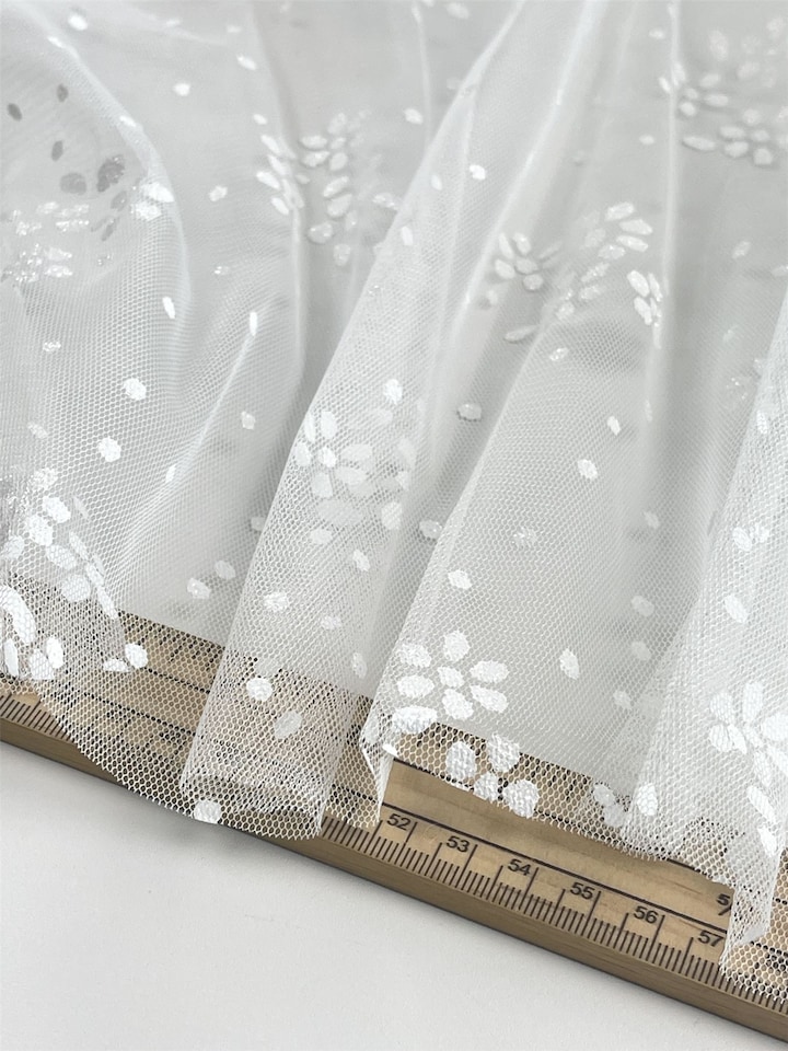 Cream Galaxy Glitter Tulle Net Fabric for Bridal, Dressmaking, 145cm / 57" Wide - per metre