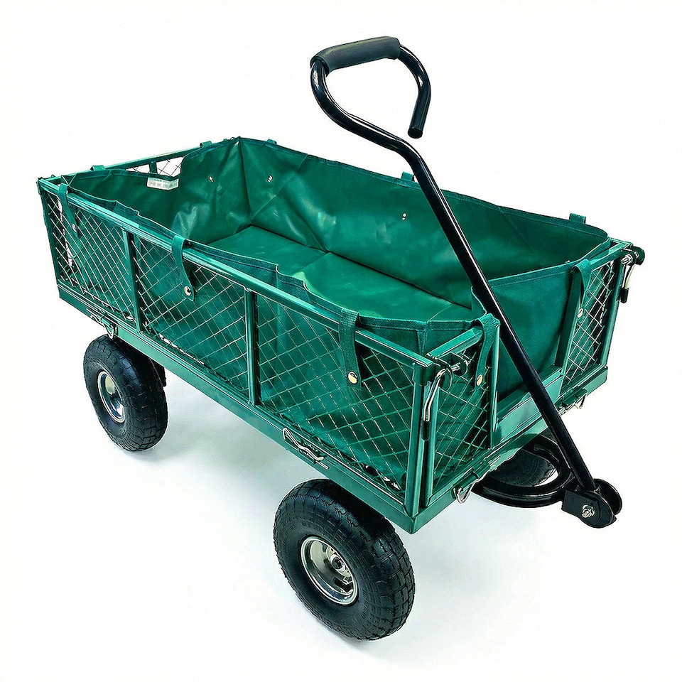 image 1 of Wolf Garden Cart, 200kg Heavy Duty Steel, Tools & Compost Transport, Folding Sides