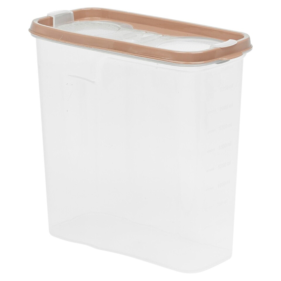 image 1 of Plastic Food Storage Cereal Container Dispenser Airtight Click Lid | Clear | Taupe | 2.5 Litre Taupe | 1