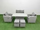 image 1 of Fimous Light Grey PE Wicker Rattan Garden Furniture Set Sofa Set Reclining Chair Adjustable Lifting Dining or Coffee Table 6 Seater 2 Small Stools
