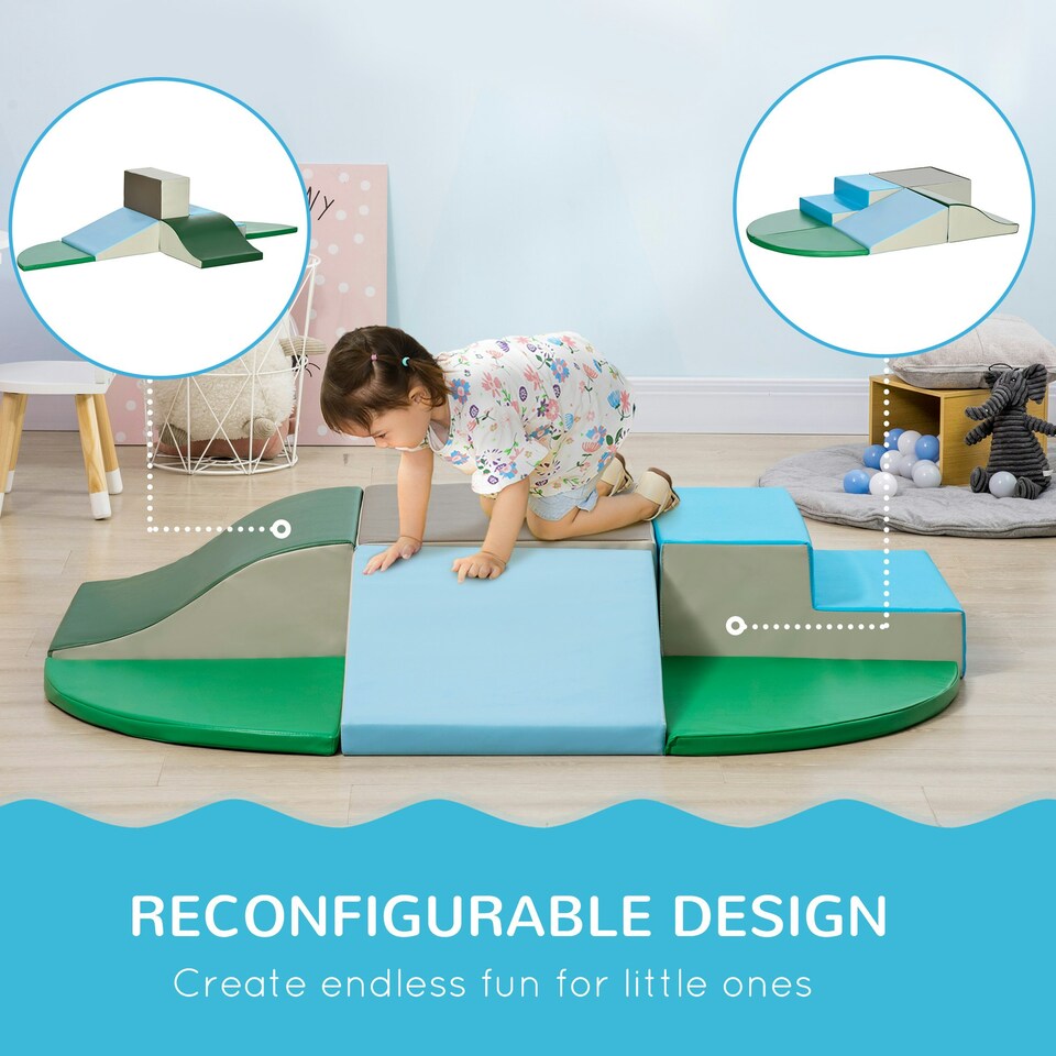 image 1 of HOMCOM 6 Piece Soft Play Equipment for Kids Climb and Crawl, Multicoloured