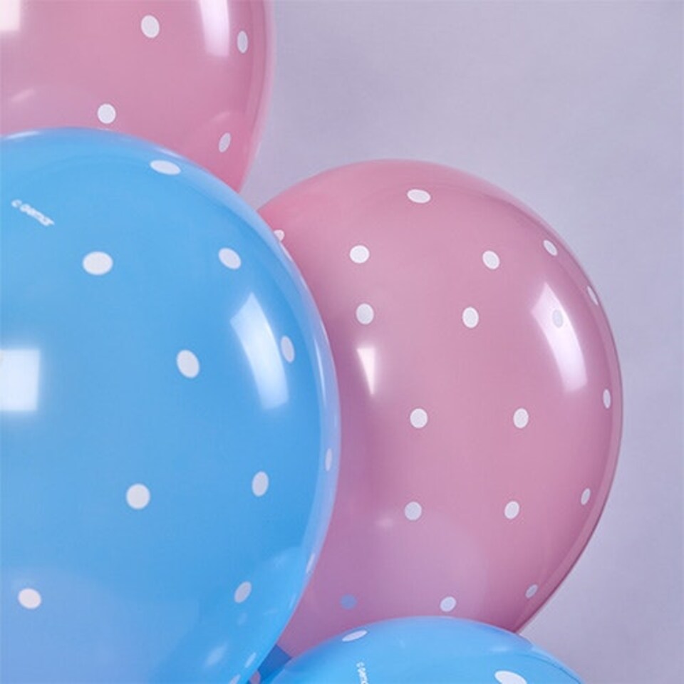 image 1 of Chic Dots Baby Blue Latex Balloons 33cm / 13 in - Pack of 6