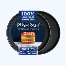 PushPan Set of 2 x 8 Inch Shallow Cake Tins Grey/Pewter