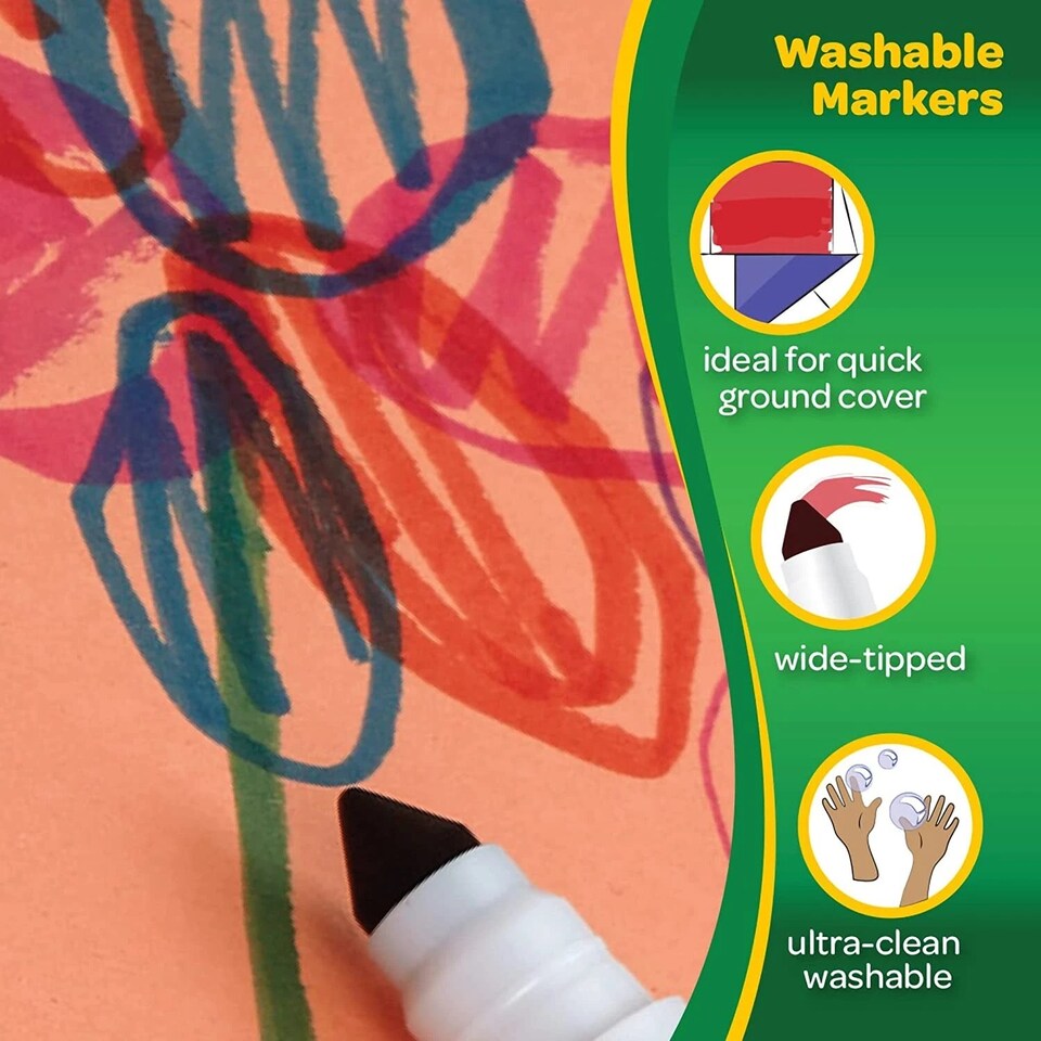 image 1 of Crayola Bold Broad Line Washable Markers 8 Count