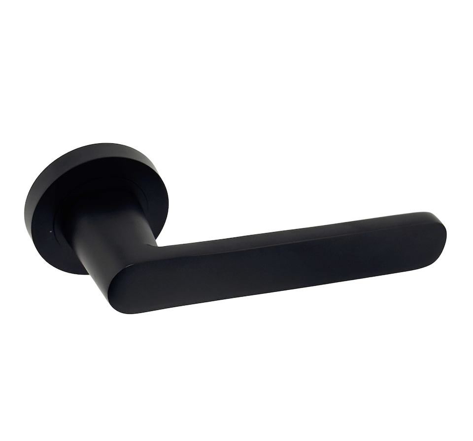 image 1 of AXS Harlem Door Handles on Rose - Door Pack - Latch Door - Black