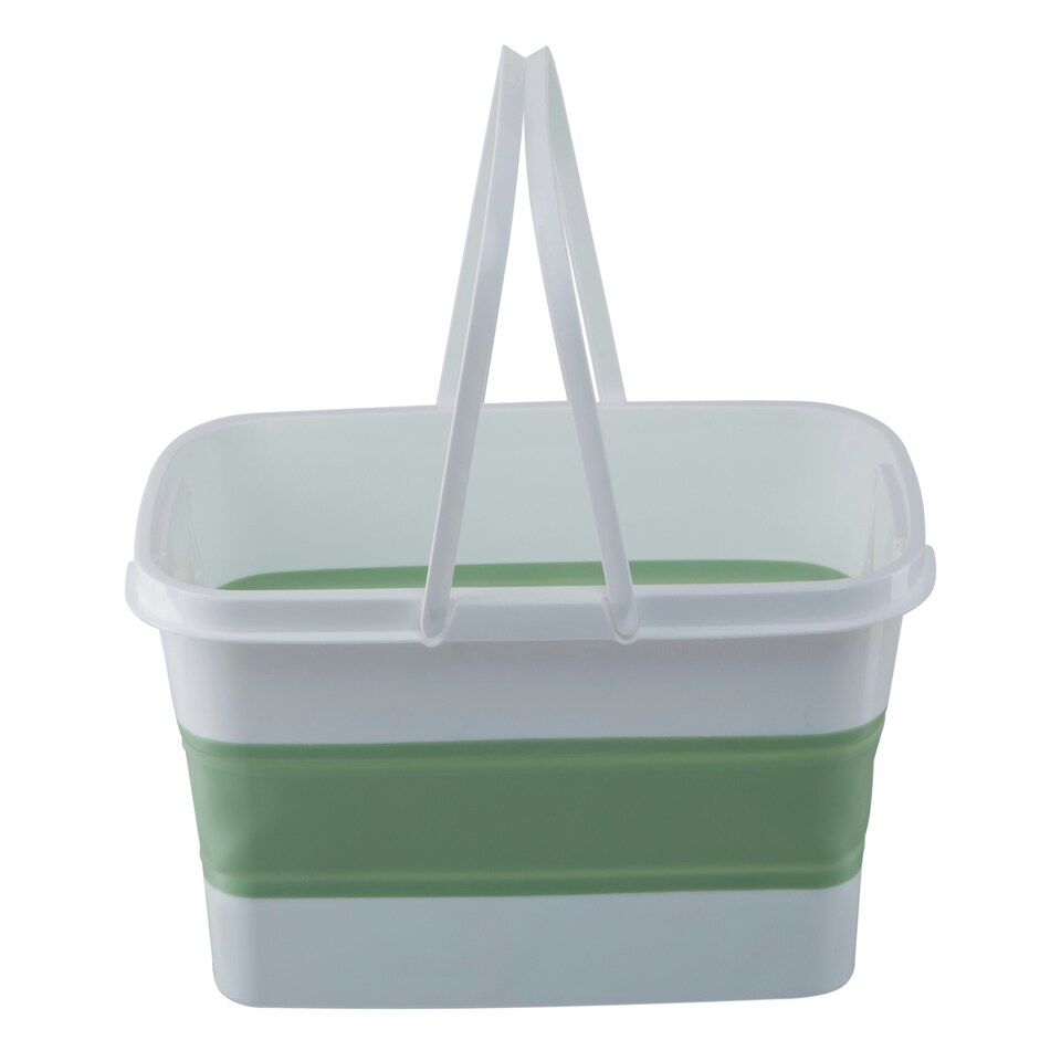 image 1 of Interiors By Premier Collapsible Laundry Basket in Green & White,Folding Hamper With Handles,Washing Bin,Foldable Utility Basket Green