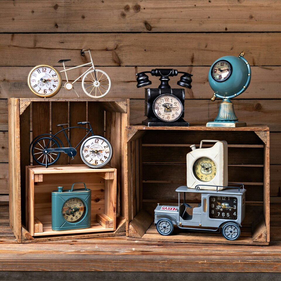 image 1 of Hometime Mantel Clock Bicycle Grey | Blue