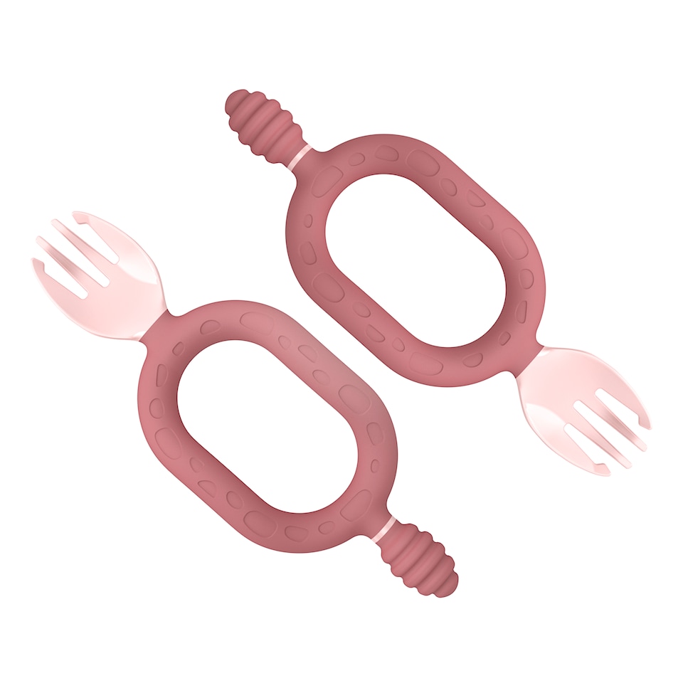 image 1 of Bibado Sporkit Multi-Stage Baby Weaning Spork & Dipper - Blush, 2 Pack