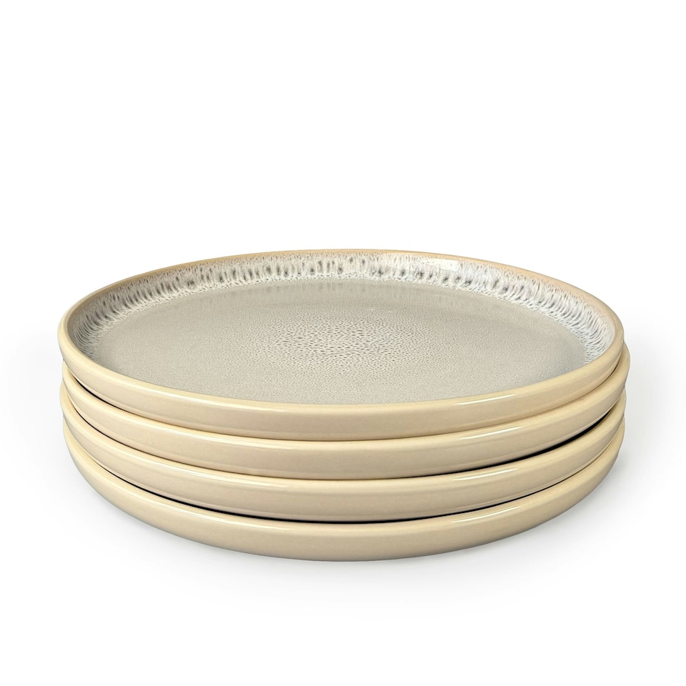 image 1 of Scandi Home Set of Four Stockholm 27cm Oatmeal Artisan Glaze Ceramic Dinner Plates Cream