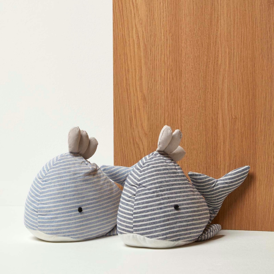 image 1 of Homescapes Set of 2 Grey Whale Doorstops