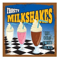 Frosty Milkshakes PVC Party Sign Decoration 25cm x 25cm