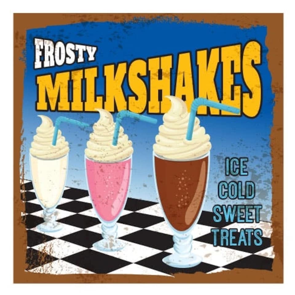 Frosty Milkshakes PVC Party Sign Decoration 25cm x 25cm