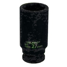 27mm 1/2" Drive Double Deep Metric Impact Socket Single Hex 6 Sided U S Pro
