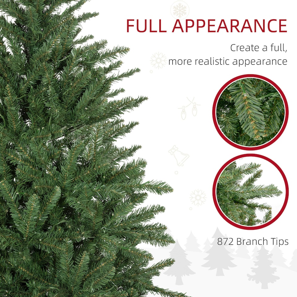 image 1 of HOMCOM 6ft Artificial Christmas Tree with Warm White LED Light, Metal Base