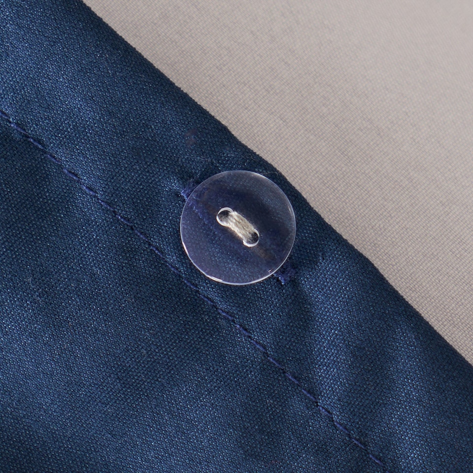 image 1 of OHS Microfibre Reversible Plain Duvet Cover and Pillowcase Set, Single - Grey/Navy Blue