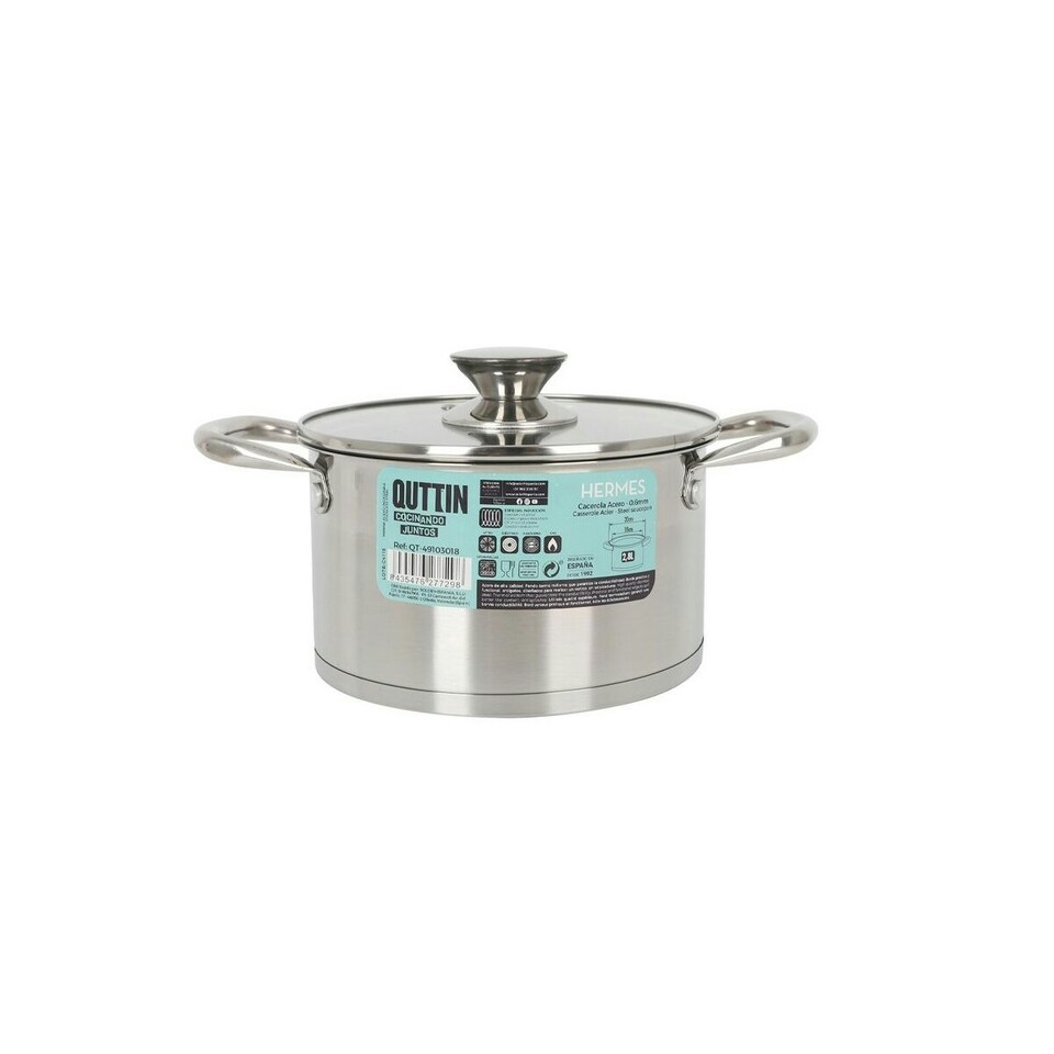 image 1 of Pot with Glass Lid Quttin Hermes Steel 2,8 L (6 Units) N/A