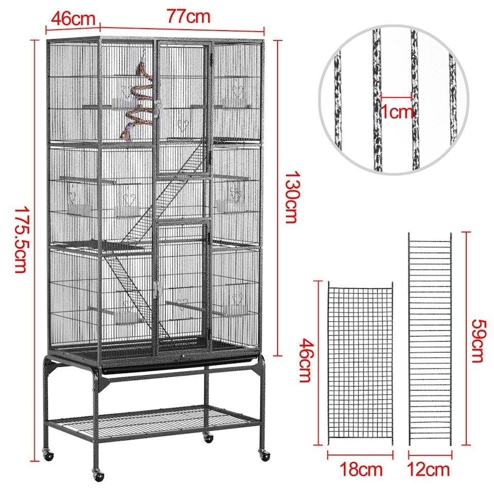image 1 of Yaheetech 175.5 cm Tall Extra Large Pet Cage for Small Animals Black