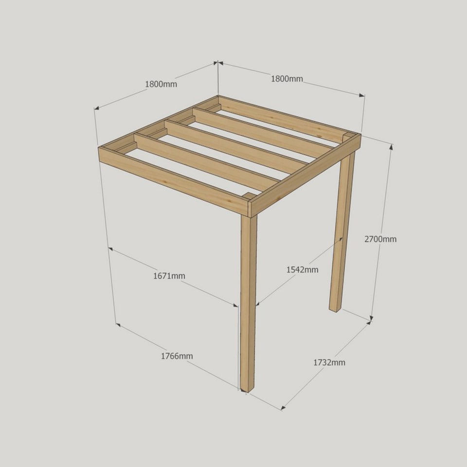 image 1 of Wall Mounted Box Pergola - Wood - L180 x W180 x H270 cm - Light Green