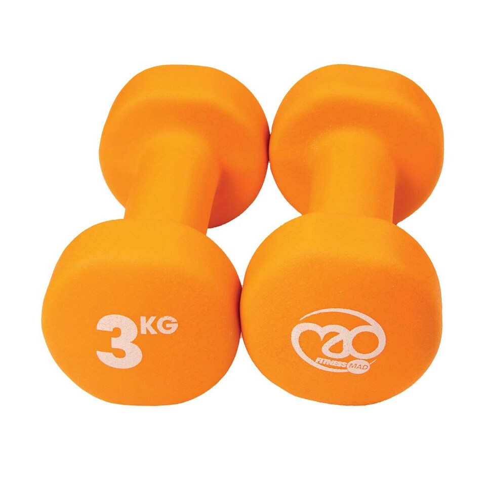 image 1 of Fitness Mad Dumbell Set (Pack Of 2) - Orange - 3kg