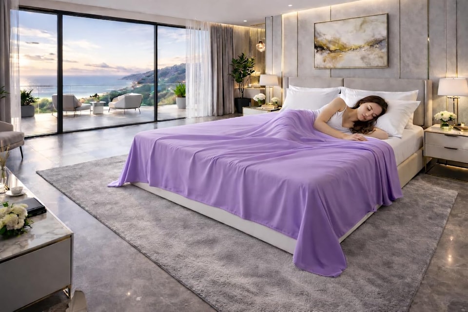 image 1 of HOMES-LINEN Polycotton Flat Sheet Easy Care Bed Sheet