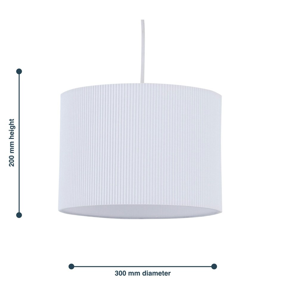 image 1 of Set of 2 White Pleated 30cm Pendant Lightshades White