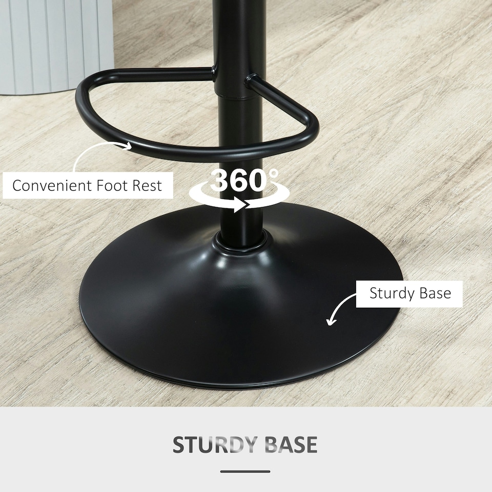 image 1 of HOMCOM Barstools Set of 2 Adjustable Swivel Height Gas Lift PU Leather Chairs