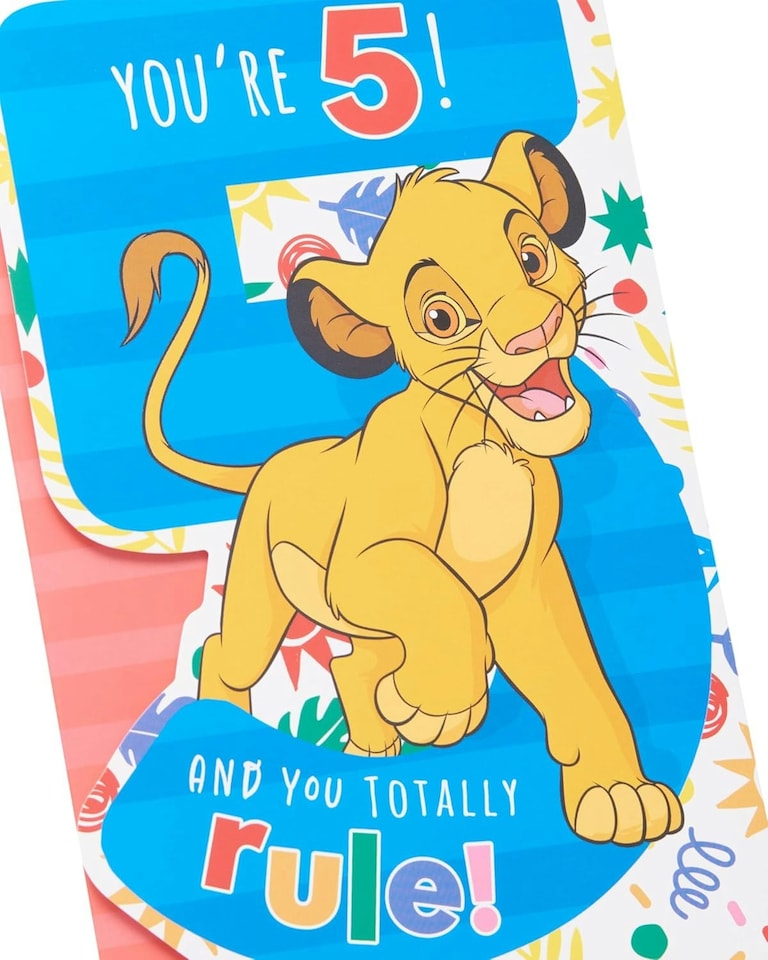 image 1 of Disney The Lion King Simba Pop-Up Design 5th Birthday Card