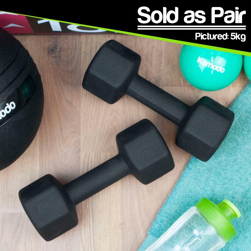 image 1 of Komodo 2x 5kg Neoprene Dumbbells