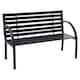 image 1 of Living and Home Outdoor Garden Metal Wood Bench with Backrest - Black