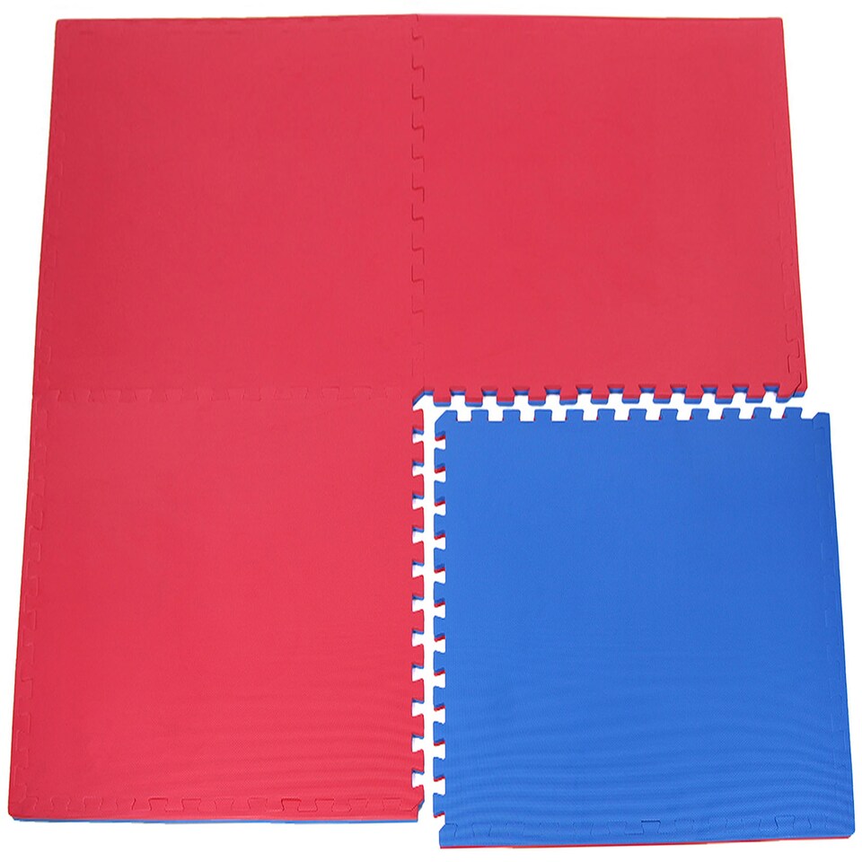 image 1 of Interlocking Foam Exercise Mat – Red/Blue Reversible – 1m x 1m – 20mm Thickness