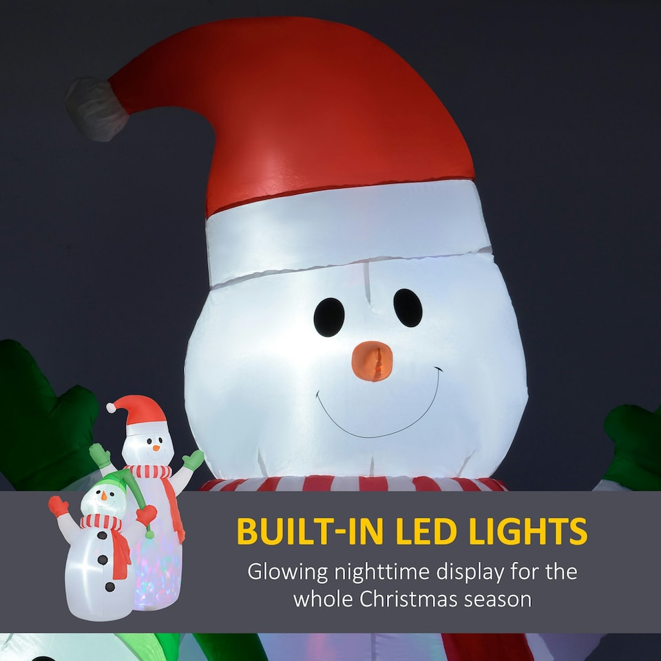 image 1 of Outsunny 8FT Christmas Inflatable Snowman with Rotating Colorful LED Light