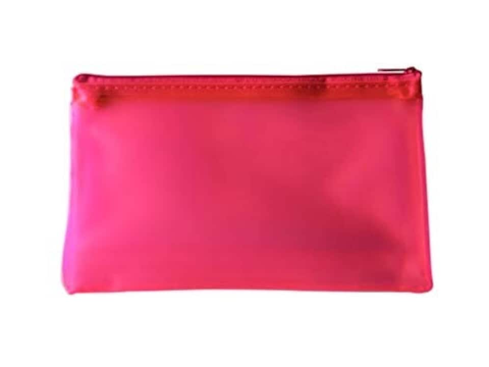 image 1 of 8x5" Frosted Pink Pencil Case - See Through Exam Clear Translucent