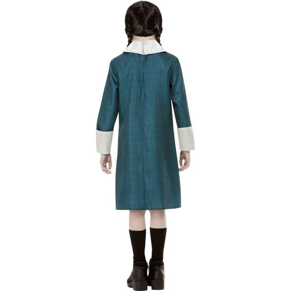 image 1 of The Addams Family Girls Wednesday Addams Costume Set - Teal/White/Black - 4-6 Years