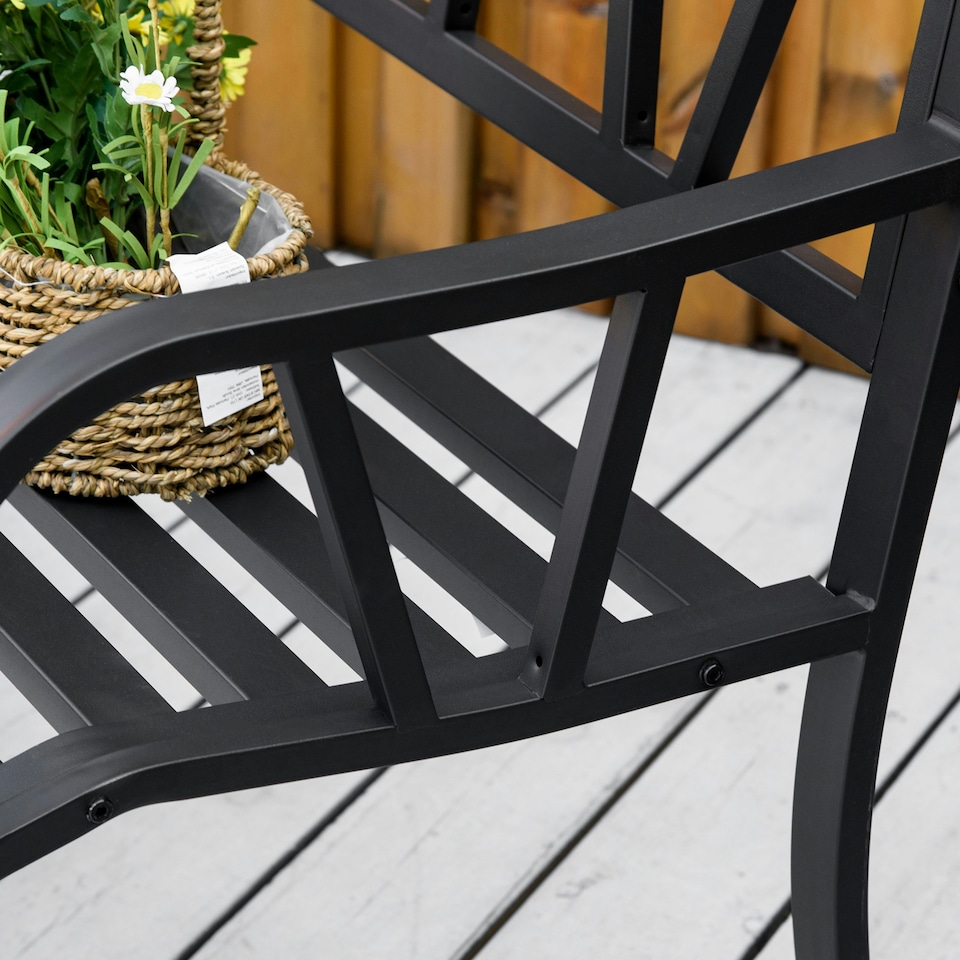 image 1 of Outsunny Metal Loveseat 2-Seater Outdoor Furniture w/ Ergonomic Armrest