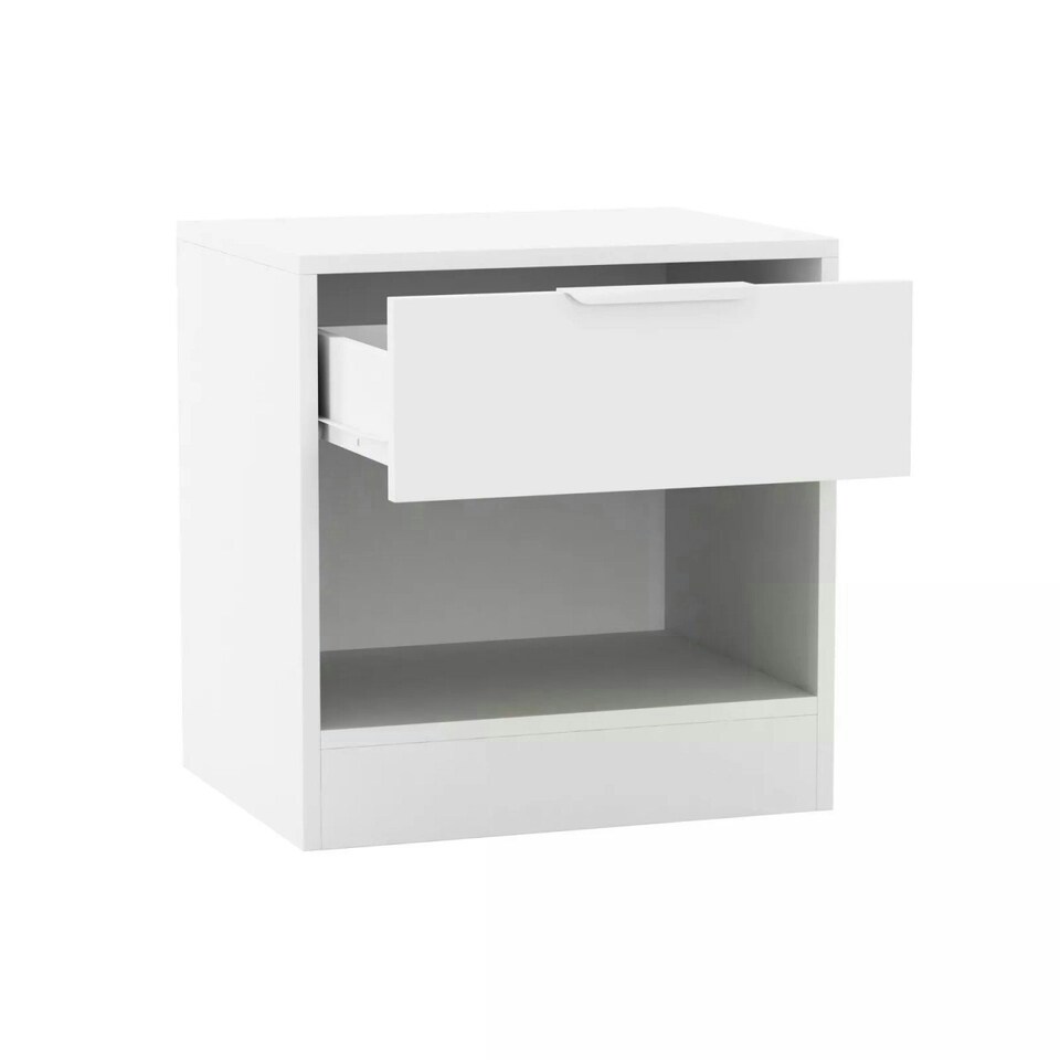 image 1 of 1-Drawer Bedside Table with Storage Black | White / Set of 1
