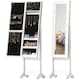 image 1 of HOMCOM Freestanding Mirror Jewelry Cabinet with LED Lights, Jewellery Organiser with 3 Angle Adjustable, Full-Length Mirror with Storage for Earrings, Necklaces, Rings and Lipsticks, Warm White