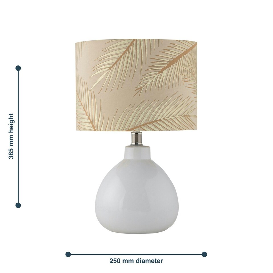 image 1 of First Choice Lighting Set of 2 Tuscan White Ceramic Lamps with Tropical Champagne Shade White | Gold