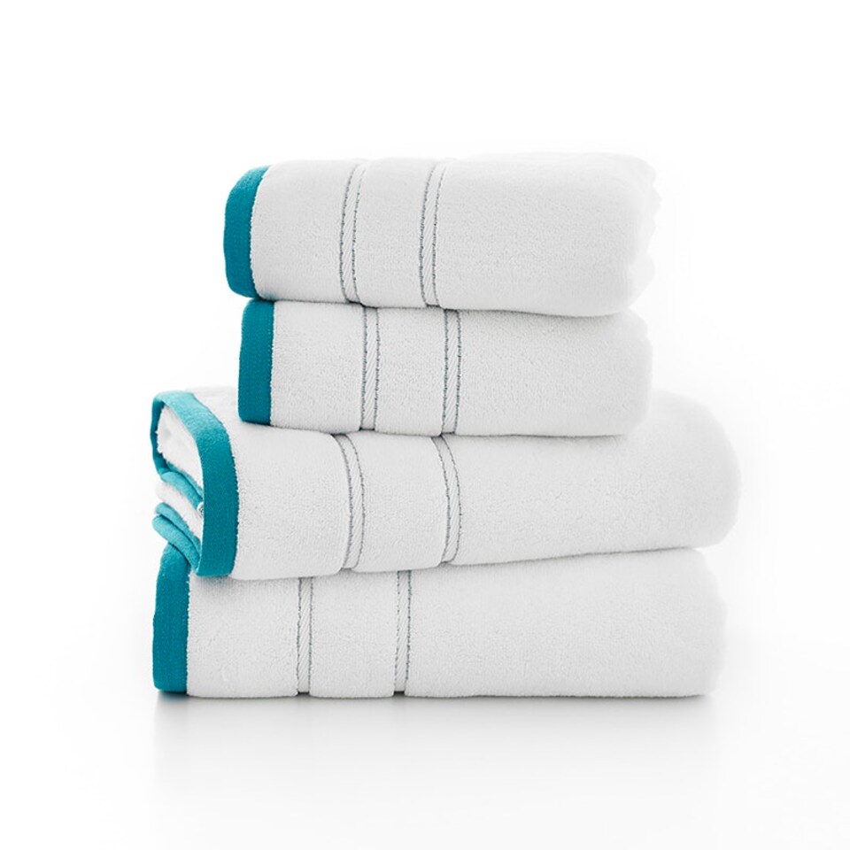 image 1 of Delamere Zero-Twist Luxury Cotton Towels – Ultra-Soft, Absorbent & Stylish White | Turquoise | Bath sheet