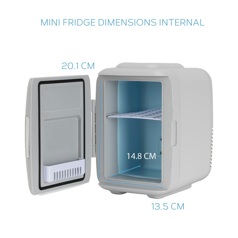 image 1 of MONCOOK Mini Fridge For Bedrooms - Small, Portable & Quiet Mini Fridges For Skincare, Medicine, Food & Drinks - Cooling & Warming Function - 5L - Grey