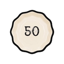 Hello 50 Elegant Milestone Birthday Round Paper Plates 18cm - Pack of 6 Multi