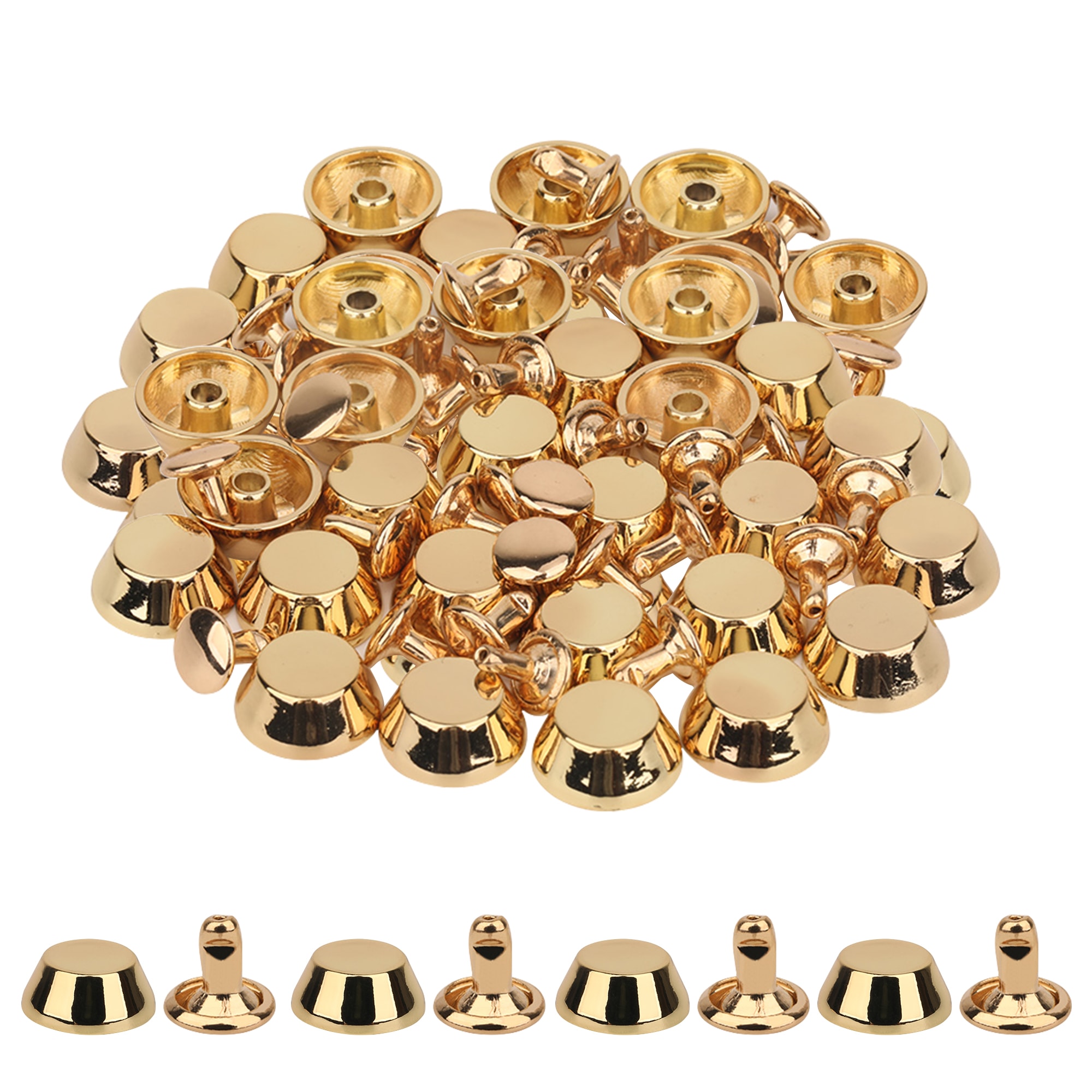 Neel Blue 12mm Mushroom Feet Cap with 7mm Back Rivets - 25pcs in Gold