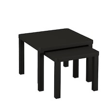 URBNLIVING Square Wooden Nesting Stacking Tables Set Of 2 | Multi | Black | 2