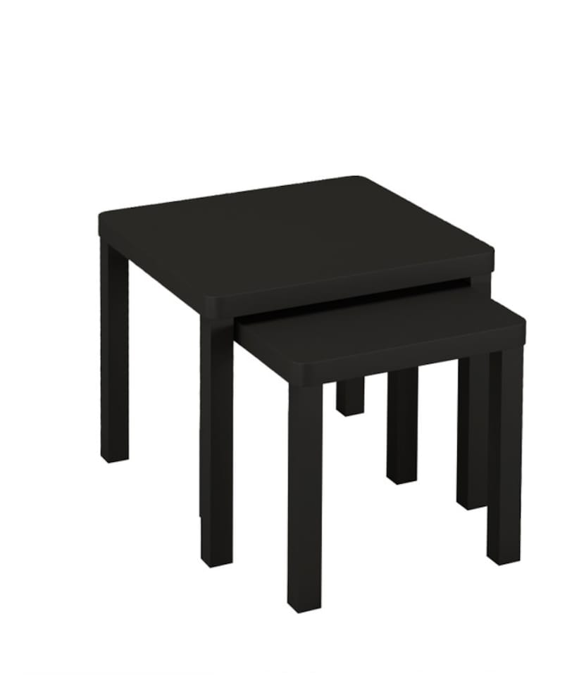 image 1 of URBNLIVING Square Wooden Nesting Stacking Tables Set Of 2 | Multi | Black | 2
