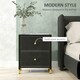 image 3 of HOMCOM PU Leather Bedside Table with 2 Drawers and Steel Legs, Black