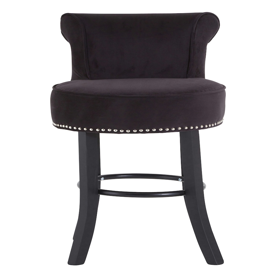 image 1 of Interiors by Premier Black Velvet Bar Chair, Comfortable Seating Breakfast Bar Chair, Footrest Living Bar Chair Kitchen